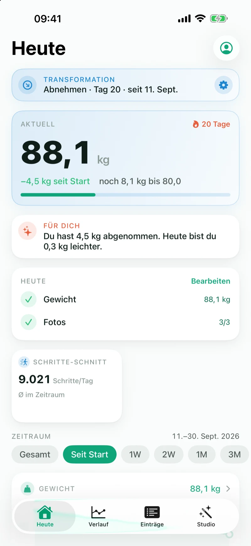 Formwandel Screenshot: Heute